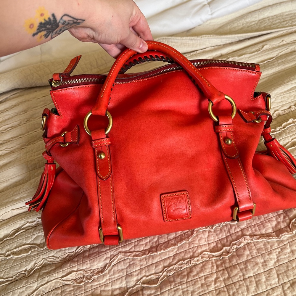 Dooney & Bourke Vibrant Red Florentine Leather Satchel - Picture 2 of 12